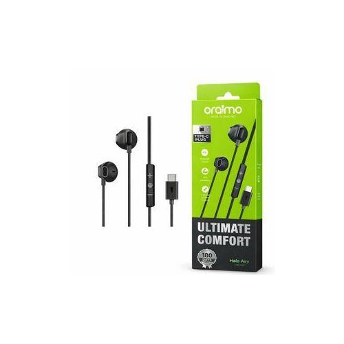 Oraimo Halo Airy OEP-650 – Type-C Earphones With Ultimate Comfort And Crystal-Clear Sound-Oraimo Halo Airy Type-C Wired Half-In-Ear Earphones with Deep Bass, 3-Button Remote & Durable Design.