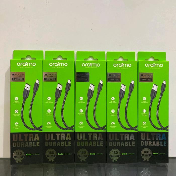 ORAIMO OCD-152C Braid Data Cable Usb-A To Type-C Ultra Durable Fast Charging 3A 60W 100Cm - OCD-152CC