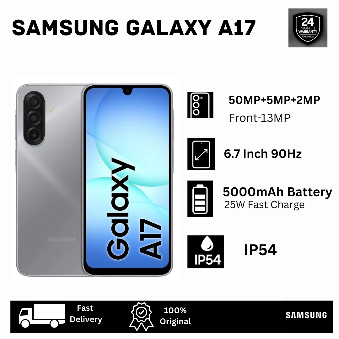 [New Arrival] Samsung Galaxy A17 128GB+8(4+4)GB 6.7" 90Hz Super AMOLED Display Dual SIM (50+5+2)MP Camera 5000mAh Battery 25W Charging IP54 Fingerprint Unlock (6 OS Updates) Smartphone