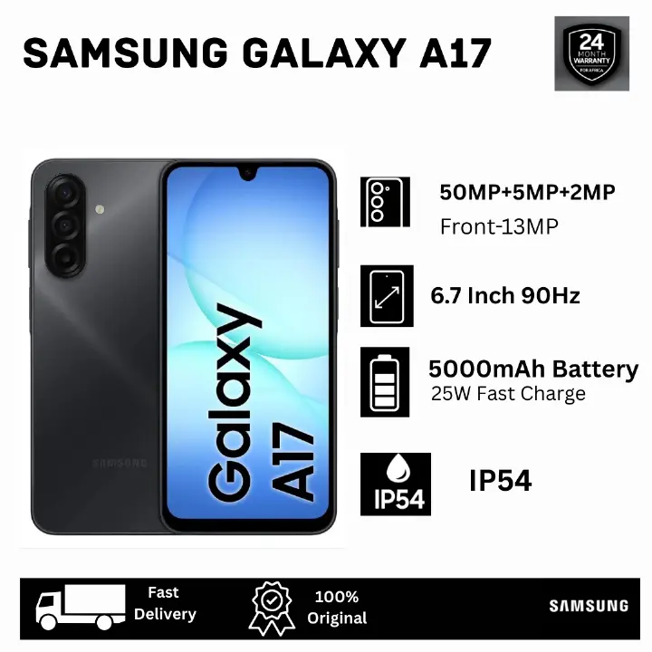 [New Arrival] Samsung Galaxy A17 128GB+8(4+4)GB 6.7" 90Hz Super AMOLED Display Dual SIM (50+5+2)MP Camera 5000mAh Battery 25W Charging IP54 Fingerprint Unlock (6 OS Updates) Smartphone