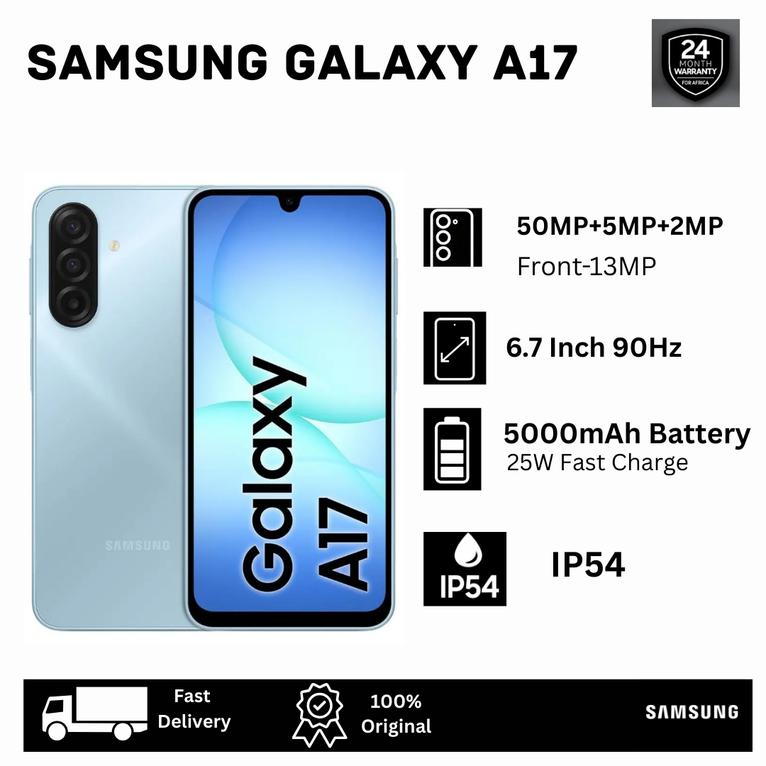 [New Arrival] Samsung Galaxy A17 128GB+8(4+4)GB 6.7" 90Hz Super AMOLED Display Dual SIM (50+5+2)MP Camera 5000mAh Battery 25W Charging IP54 Fingerprint Unlock (6 OS Updates) Smartphone