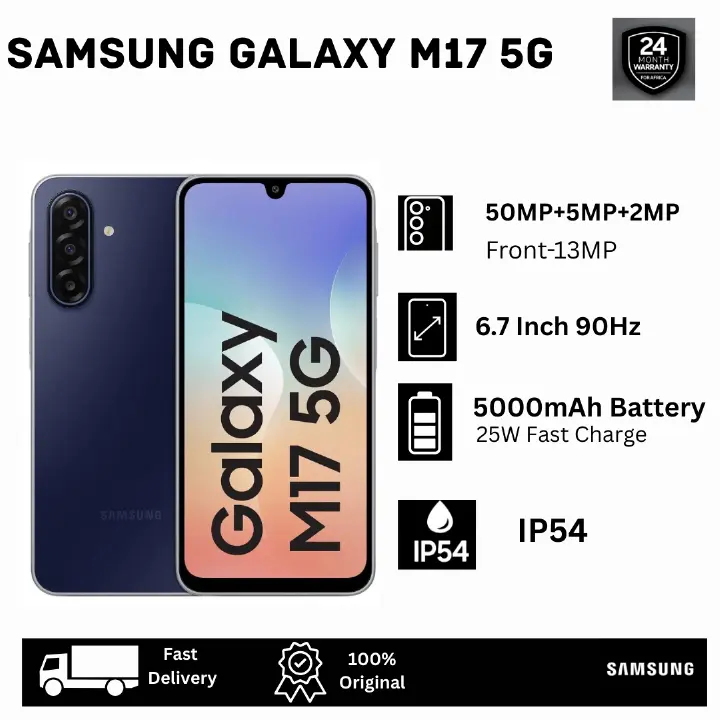 [Save Big🔥🔥] Samsung Galaxy M17 5G 128GB+4/6GB 6.7" 90Hz Super AMOLED Display (50+5+2)MP Camera 5000mAh Battery 25W Fast Charging Dual SIM Fingerprint Unlock Galaxy AI Smartphone