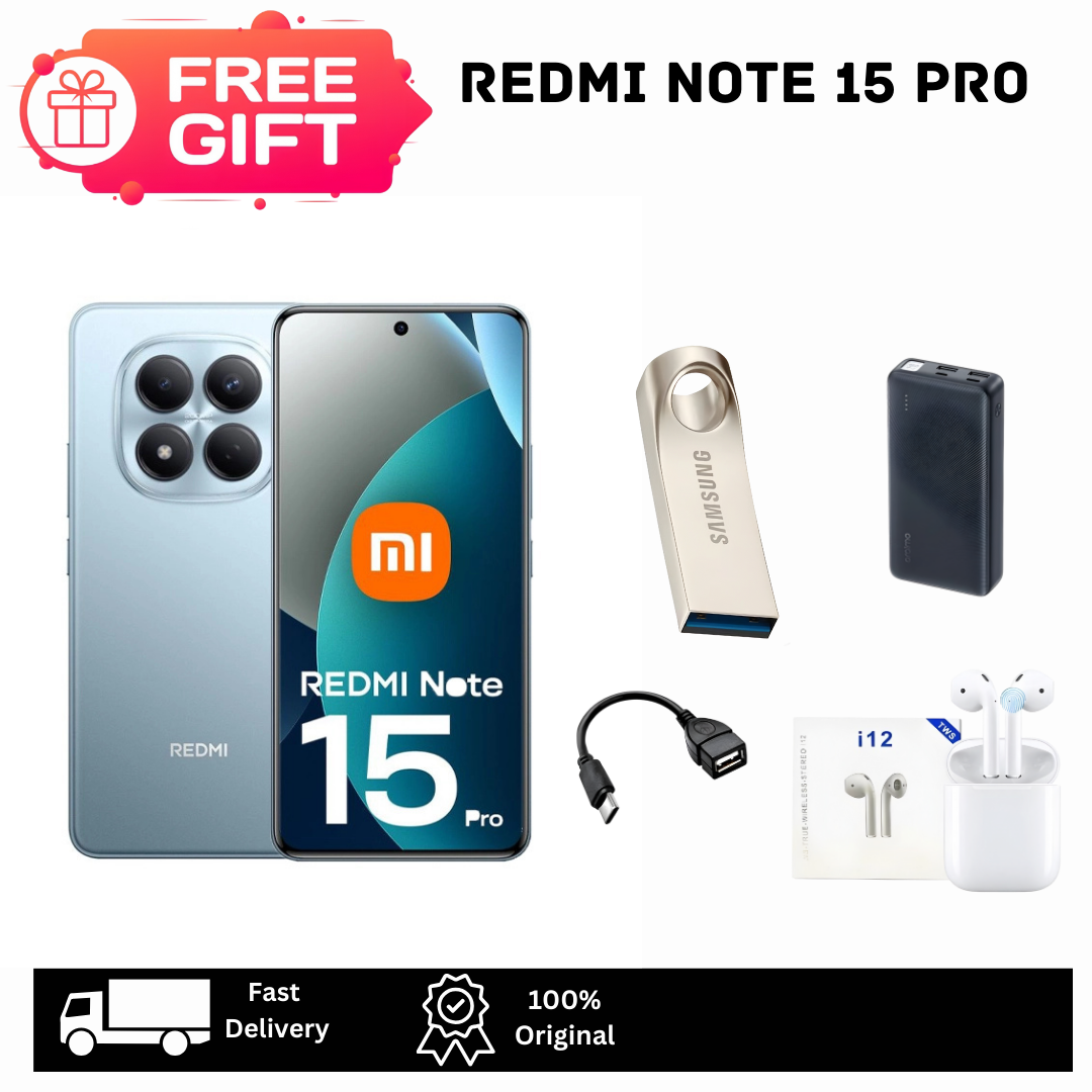 XIAOMI Redmi Note 15 Pro 256GB+16(8+8)GB 6.77" Curved AMOLED 120Hz Display (200+8)MP Camera 6500mAh Battery 45W Fast Charging On-Screen Fingerprint Dual SIM IP65 MTK Helio G200 Ultra AI Smartphone