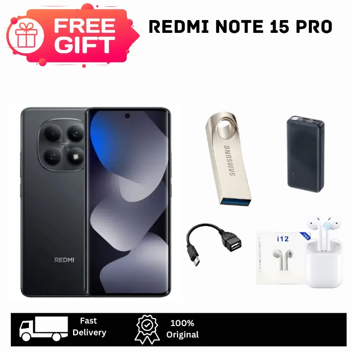 XIAOMI Redmi Note 15 Pro 256GB+16(8+8)GB 6.77" Curved AMOLED 120Hz Display (200+8)MP Camera 6500mAh Battery 45W Fast Charging On-Screen Fingerprint Dual SIM IP65 MTK Helio G200 Ultra AI Smartphone