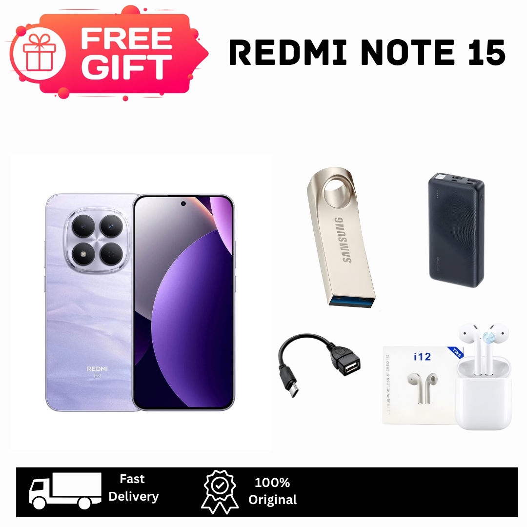 XIAOMI Redmi Note 15 256GB+16(8+8)GB 6.77" Curved 120Hz AMOLED Display Dual SIM 108MP Camera 6000mAh Battery 33W Charge IP64 On-Screen Fingerprint MTK Helio G100 Ultra Android AI Smartphone