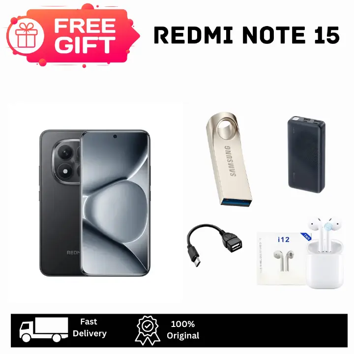 XIAOMI Redmi Note 15 256GB+16(8+8)GB 6.77" Curved 120Hz AMOLED Display Dual SIM 108MP Camera 6000mAh Battery 33W Charge IP64 On-Screen Fingerprint MTK Helio G100 Ultra Android AI Smartphone