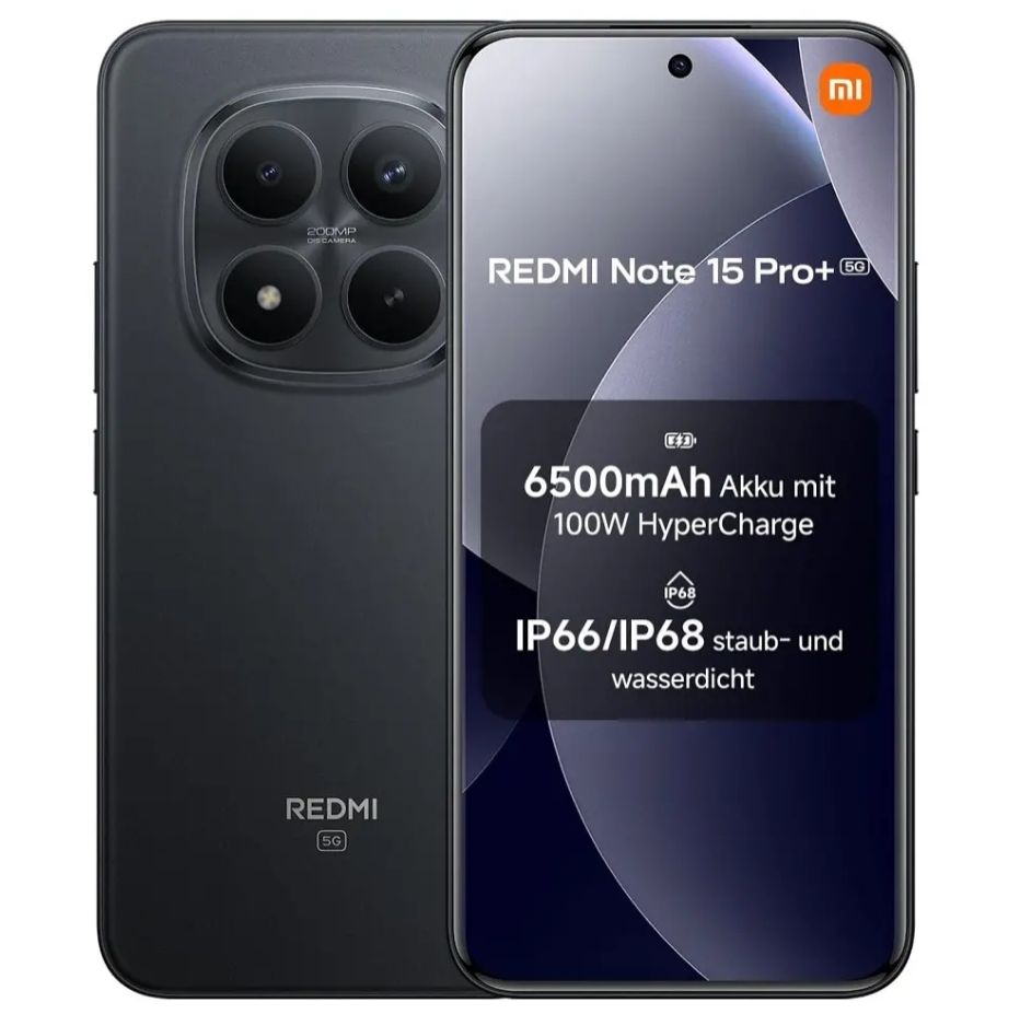 XIAOMI Redmi Note 15 Pro Plus 5G 512GB+24(12+12)GB 6.83" 3D Curved AMOLED 120Hz Display Dual SIM/e-SIM (200+8)MP Camera 6500mAh Battery 100W Charging On-Screen Fingerprint Note 15 Pro+ AI Smartphone