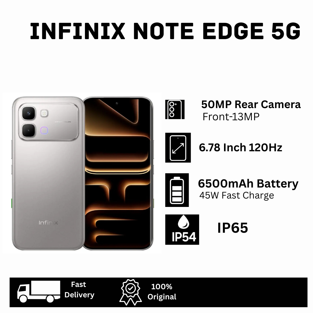 [Hot Deal🔥🔥] Infinix Note Edge 5G 256GB+16(8+8)GB Curved 6.78" 120Hz AMOLED Display 50MP Camera 6500mAh Battery 45W Fast Charging Dual SIM On-Screen Fingerprint Unlock Android 16 Smart AI Smartphone