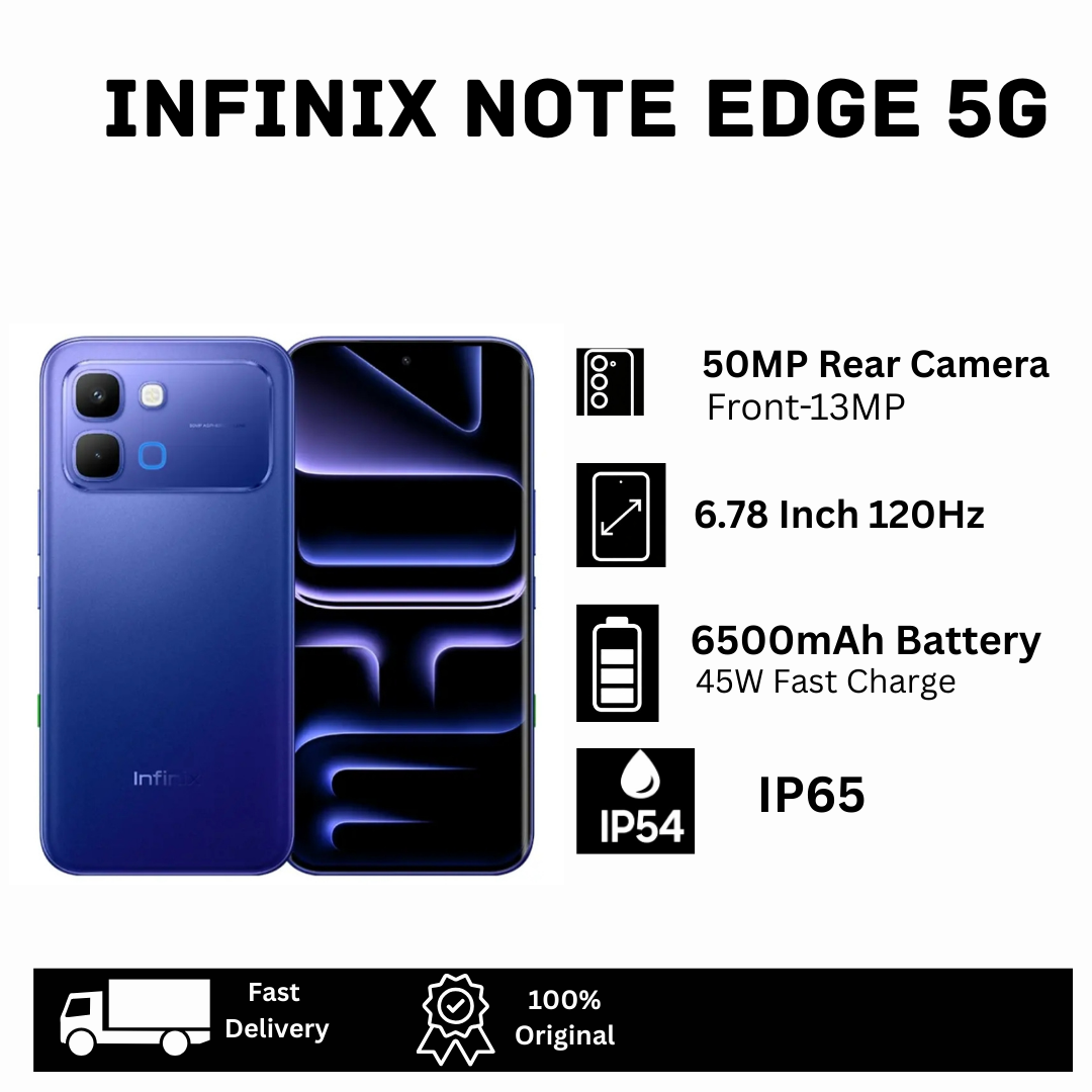 [Hot Deal🔥🔥] Infinix Note Edge 5G 256GB+16(8+8)GB Curved 6.78" 120Hz AMOLED Display 50MP Camera 6500mAh Battery 45W Fast Charging Dual SIM On-Screen Fingerprint Unlock Android 16 Smart AI Smartphone