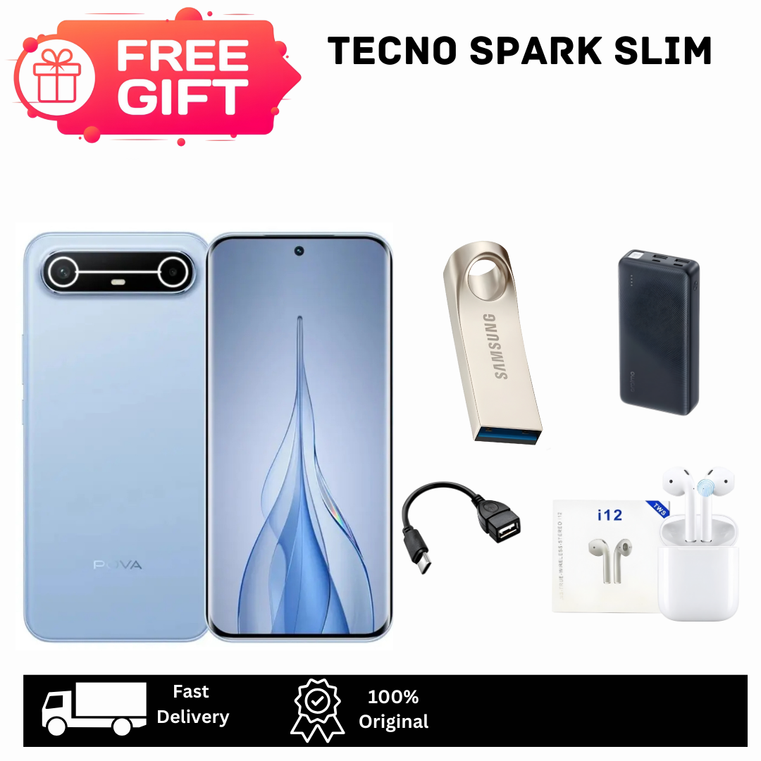 [Hot Deal🔥🔥] TECNO Spark Slim 256GB+16(8+8)GB 6.78" 144Hz Curved AMOLED Display Dual SIM On-Screen Fingerprint 50MP Camera 5160mAh Battery 45W Fast Charging MTK Helio G200 Smart AI Smartphone