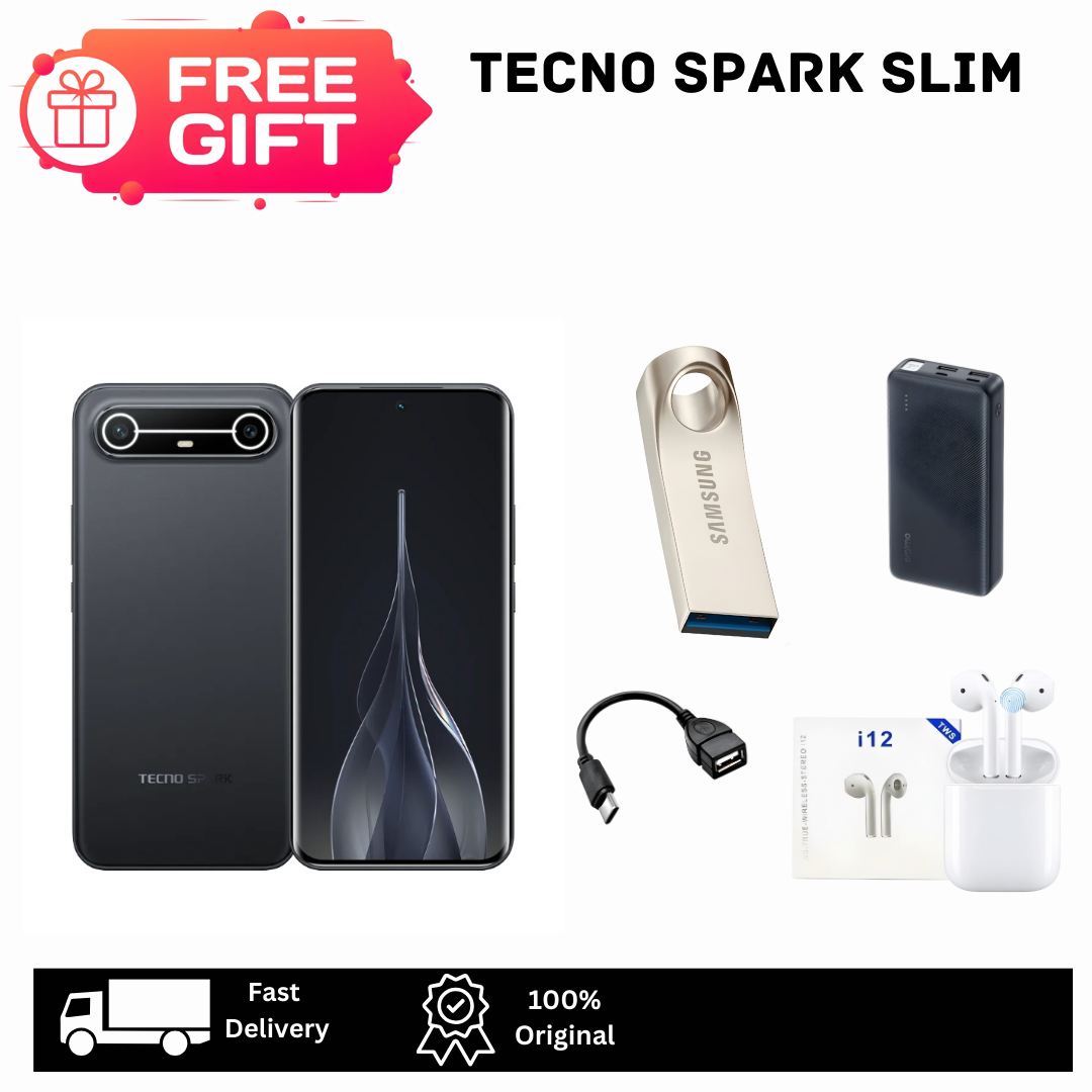 [Hot Deal🔥🔥] TECNO Spark Slim 256GB+16(8+8)GB 6.78" 144Hz Curved AMOLED Display Dual SIM On-Screen Fingerprint 50MP Camera 5160mAh Battery 45W Fast Charging MTK Helio G200 Smart AI Smartphone