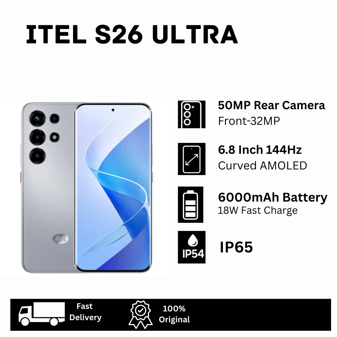 [Limited Offer🔥🔥] itel S26 Ultra 256GB+16(8+8)GB Curved 6.8" 144Hz AMOLED Display 50MP Camera 6000mAh Battery 18W Charging Android 15 On-Screen Fingerprint itel Super 26 Ultra Dual SIM Smartphone