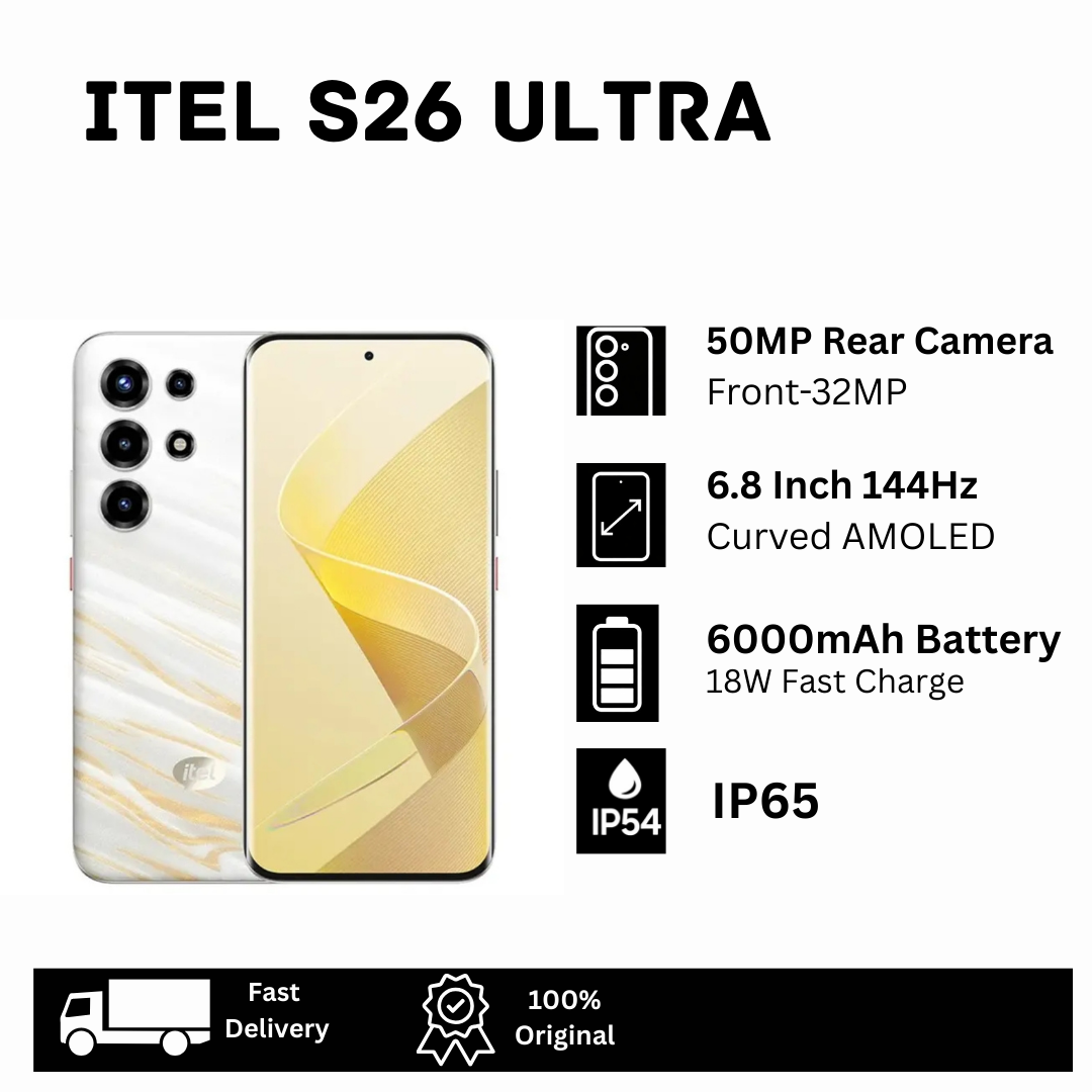 [Limited Offer🔥🔥] itel S26 Ultra 256GB+16(8+8)GB Curved 6.8" 144Hz AMOLED Display 50MP Camera 6000mAh Battery 18W Charging Android 15 On-Screen Fingerprint itel Super 26 Ultra Dual SIM Smartphone