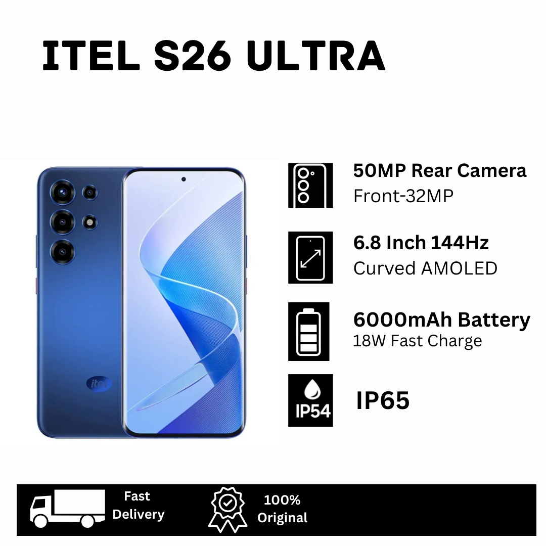 [Limited Offer🔥🔥] itel S26 Ultra 256GB+16(8+8)GB Curved 6.8" 144Hz AMOLED Display 50MP Camera 6000mAh Battery 18W Charging Android 15 On-Screen Fingerprint itel Super 26 Ultra Dual SIM Smartphone