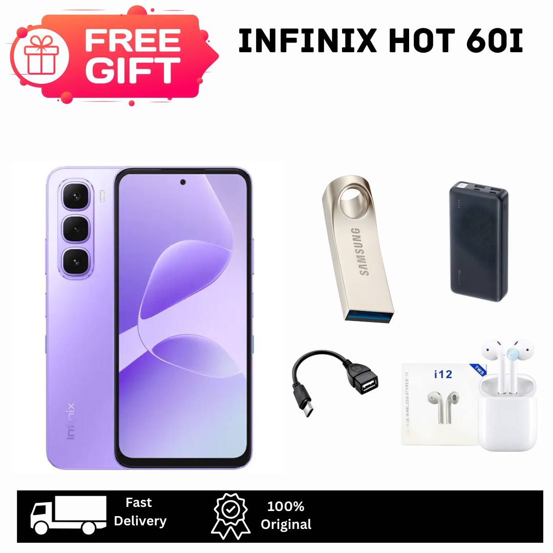 [Limited Discount🔥🔥] Infinix Hot 60i 128GB+8(4+4)GB 6.7" IPS LCD 120Hz Display 50MP Camera 5160mAh Battery 45W Fast Charging Dual SIM Fingerprint IP64 Rated Smart AI Smartphone