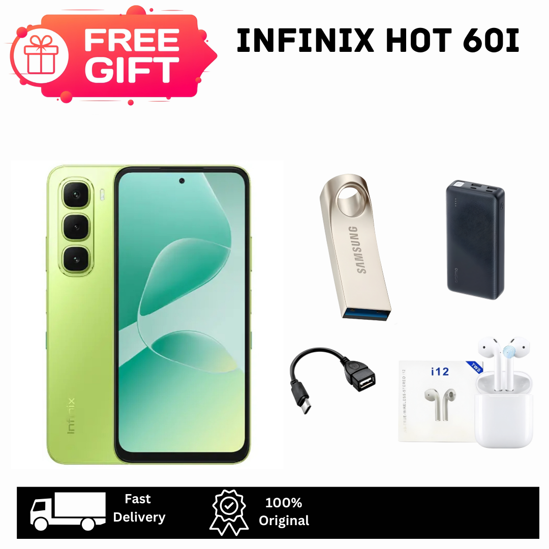 [Limited Discount🔥🔥] Infinix Hot 60i 256GB+16(8+8)GB 6.7" IPS LCD 120Hz Display 50MP Camera 5160mAh Battery 45W Fast Charging Dual SIM Fingerprint IP64 Rated Smart AI Smartphone