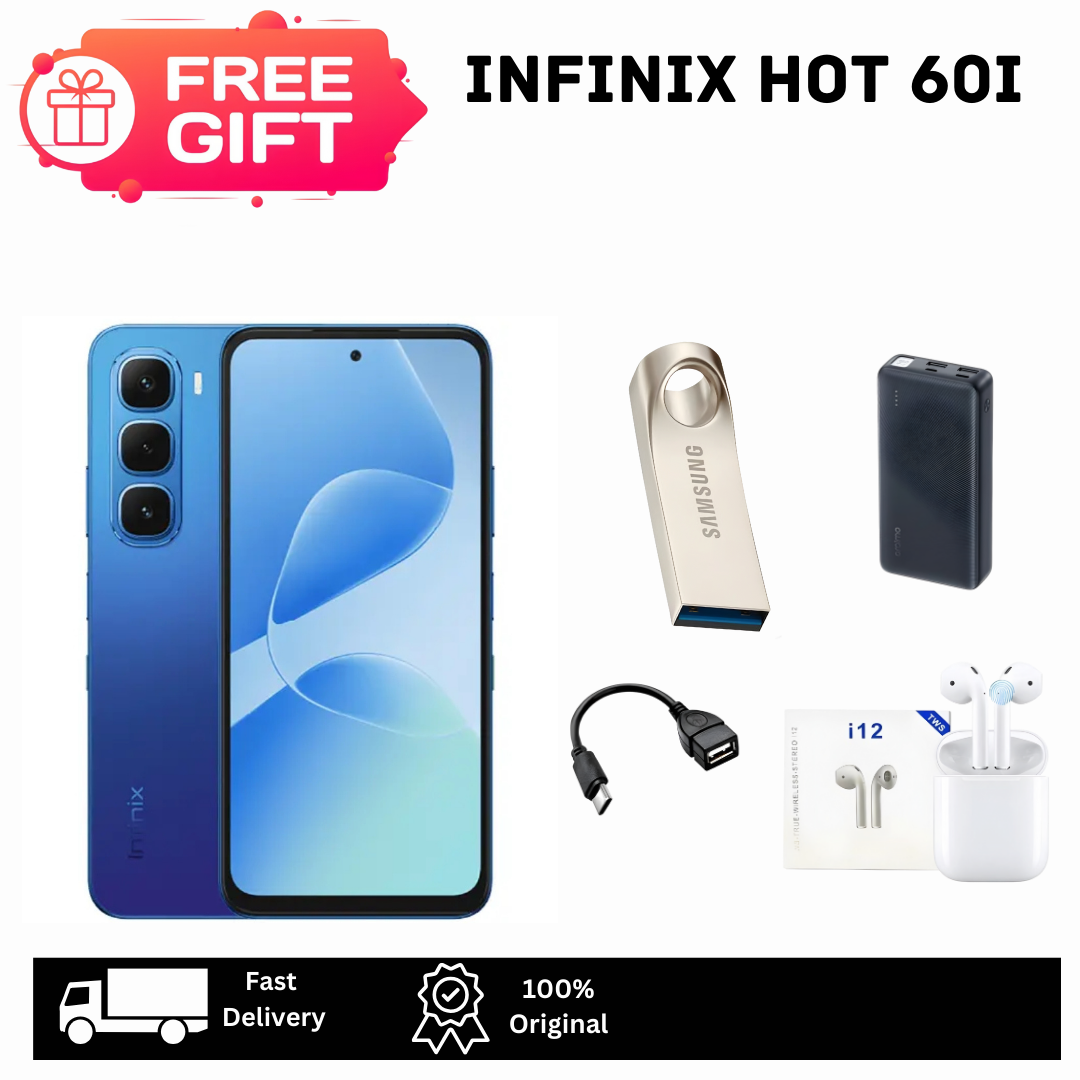 [Limited Discount🔥🔥] Infinix Hot 60i 256GB+16(8+8)GB 6.7" IPS LCD 120Hz Display 50MP Camera 5160mAh Battery 45W Fast Charging Dual SIM Fingerprint IP64 Rated Smart AI Smartphone