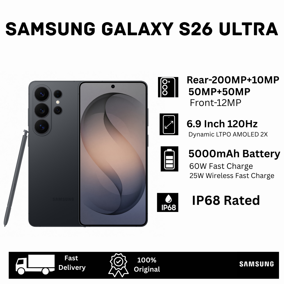 [MEGA DEAL🔥🔥] Samsung Galaxy S26 Ultra 1TB/512/256GB+12/16GB 6.9" Dynamic LTPO AMOLED 2X 120Hz (200+10+50+50)MP Camera 5000mAh Battery 60W Charging Dual SIM/e-SIM IP68 Galaxy AI Smartphone
