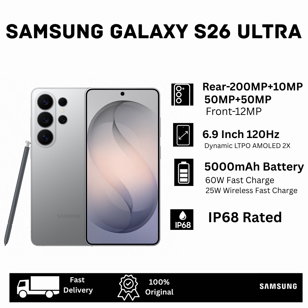 [MEGA DEAL🔥🔥] Samsung Galaxy S26 Ultra 1TB/512/256GB+12/16GB 6.9" Dynamic LTPO AMOLED 2X 120Hz (200+10+50+50)MP Camera 5000mAh Battery 60W Charging Dual SIM/e-SIM IP68 Galaxy AI Smartphone