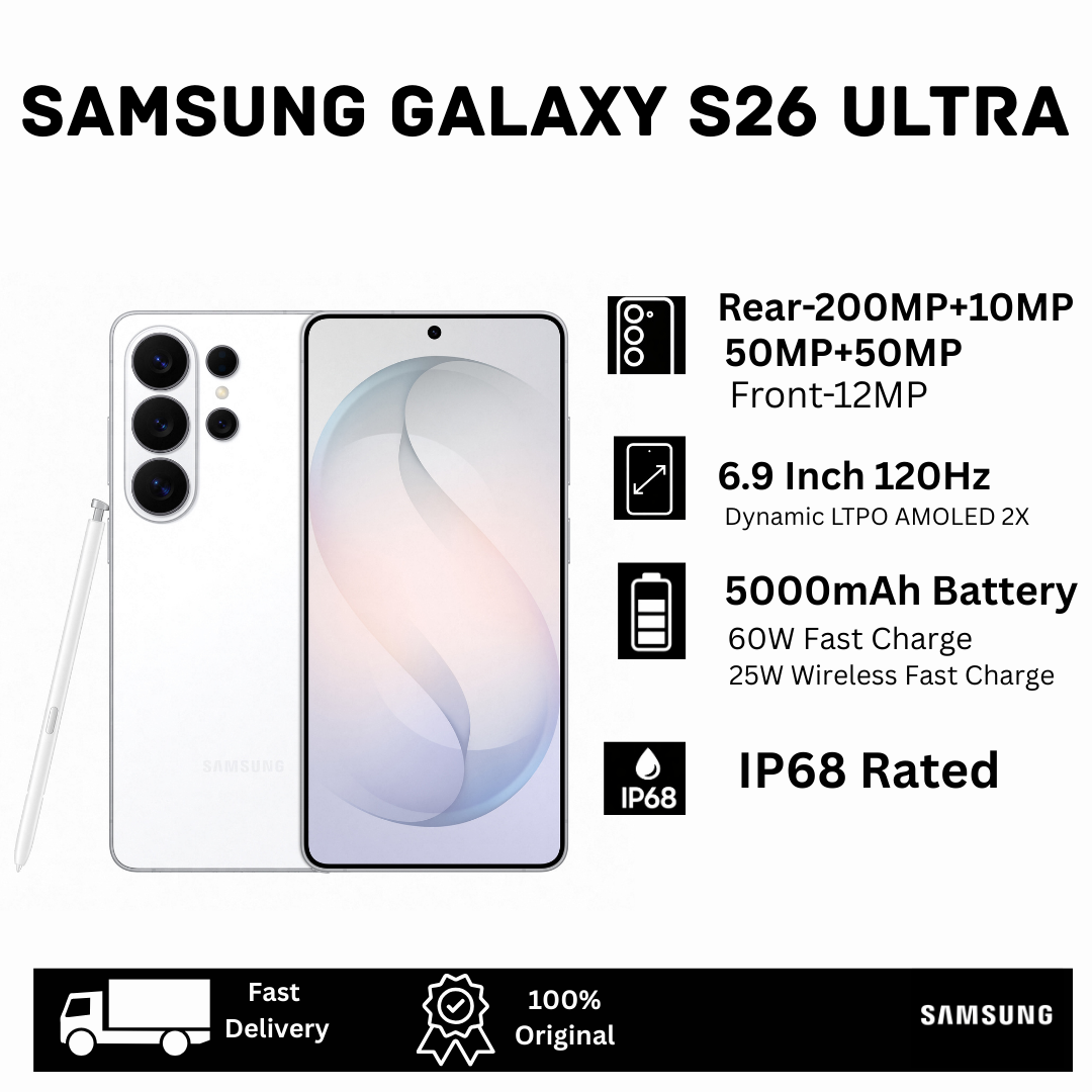 [MEGA DEAL🔥🔥] Samsung Galaxy S26 Ultra 1TB/512/256GB+12/16GB 6.9" Dynamic LTPO AMOLED 2X 120Hz (200+10+50+50)MP Camera 5000mAh Battery 60W Charging Dual SIM/e-SIM IP68 Galaxy AI Smartphone