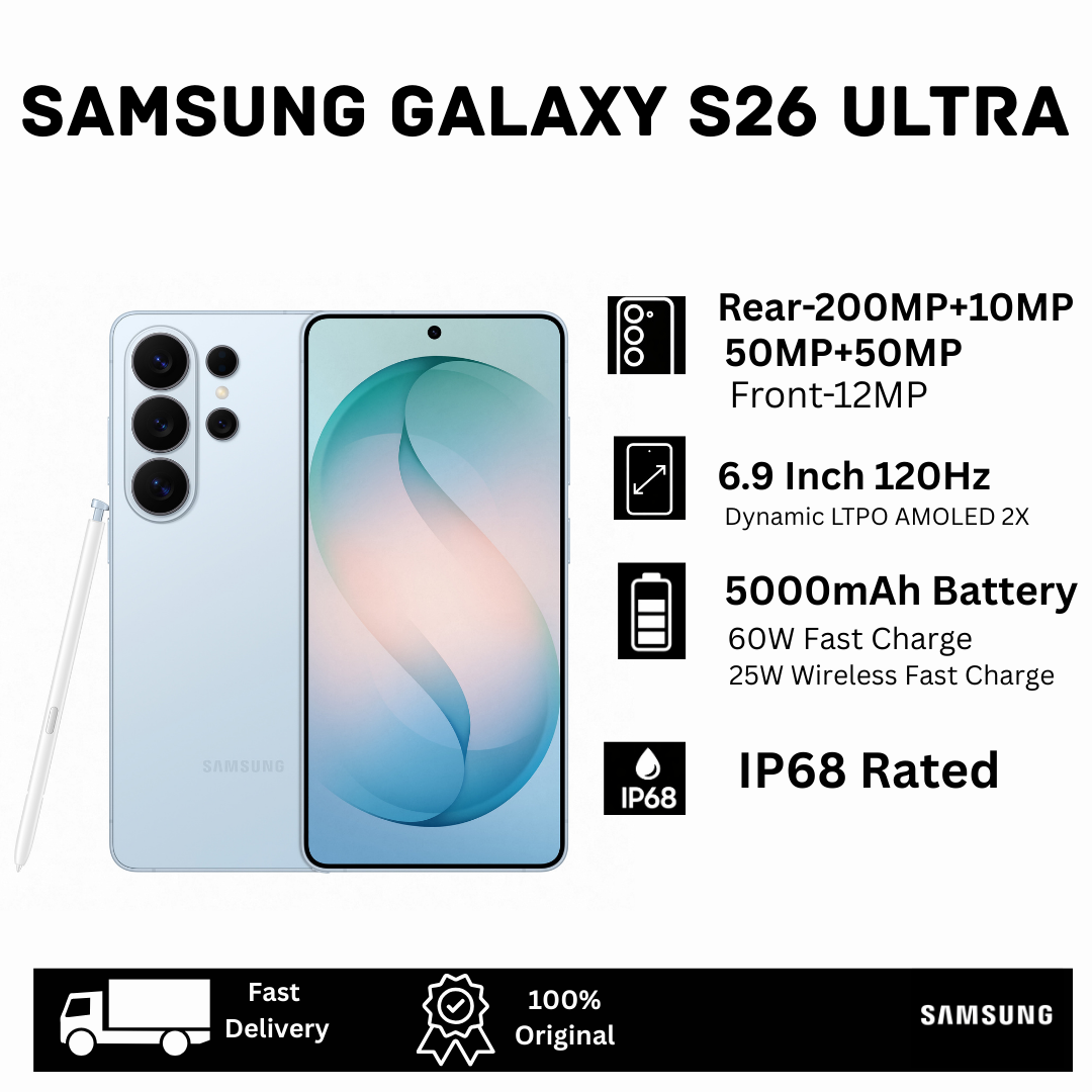 [MEGA DEAL🔥🔥] Samsung Galaxy S26 Ultra 1TB/512/256GB+12/16GB 6.9" Dynamic LTPO AMOLED 2X 120Hz (200+10+50+50)MP Camera 5000mAh Battery 60W Charging Dual SIM/e-SIM IP68 Galaxy AI Smartphone