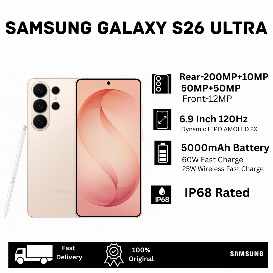 [MEGA DEAL🔥🔥] Samsung Galaxy S26 Ultra 1TB/512/256GB+12/16GB 6.9" Dynamic LTPO AMOLED 2X 120Hz (200+10+50+50)MP Camera 5000mAh Battery 60W Charging Dual SIM/e-SIM IP68 Galaxy AI Smartphone