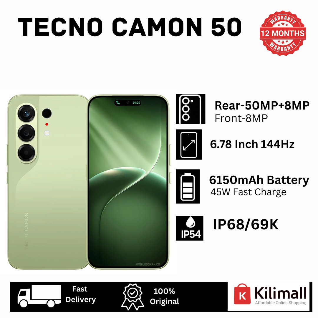[New Arrival 🔥🔥] TECNO Camon 50 256GB+16(8+8)GB On-Screen Fingerprint 6.78" 144Hz AMOLED Display Dual SIM (50+8)MP Camera 6150mAh Battery 45W Charging IP68/69K Smart AI Android 16 Smartphone