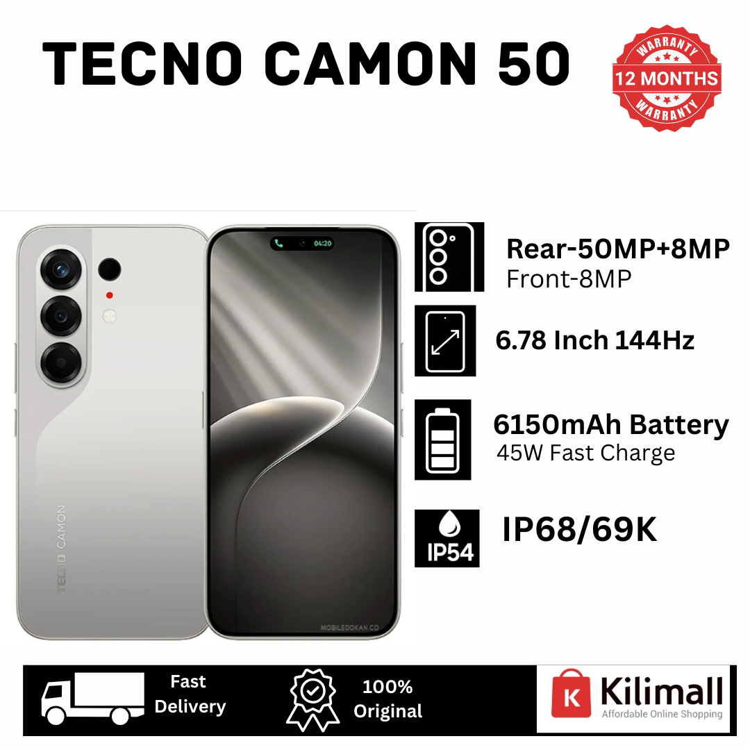 [New Arrival 🔥🔥] TECNO Camon 50 256GB+16(8+8)GB On-Screen Fingerprint 6.78" 144Hz AMOLED Display Dual SIM (50+8)MP Camera 6150mAh Battery 45W Charging IP68/69K Smart AI Android 16 Smartphone