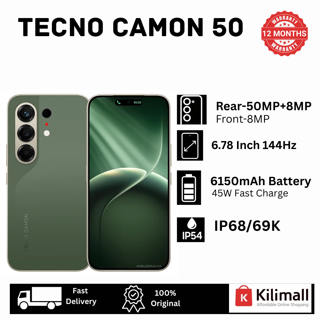 [New Arrival 🔥🔥] TECNO Camon 50 256GB+16(8+8)GB On-Screen Fingerprint 6.78" 144Hz AMOLED Display Dual SIM (50+8)MP Camera 6150mAh Battery 45W Charging IP68/69K Smart AI Android 16 Smartphone