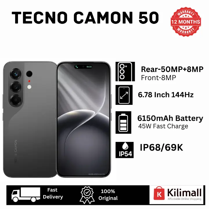 [New Arrival 🔥🔥] TECNO Camon 50 256GB+16(8+8)GB On-Screen Fingerprint 6.78" 144Hz AMOLED Display Dual SIM (50+8)MP Camera 6150mAh Battery 45W Charging IP68/69K Smart AI Android 16 Smartphone