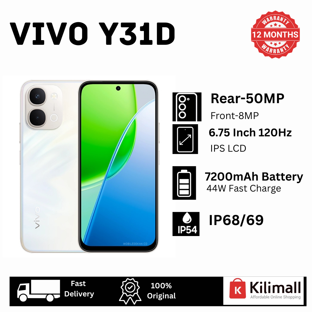 [New Arrival🔥🔥] VIVO Y31d 256/128GB+12(6+6)GB 6.75" 120Hz IPS LCD Display 50MP Camera 7200mAh Battery 44W Fast Charging FIngerprint Unlock Dual SIM IP68/69 Android 16 Origin OS AI Smartphone