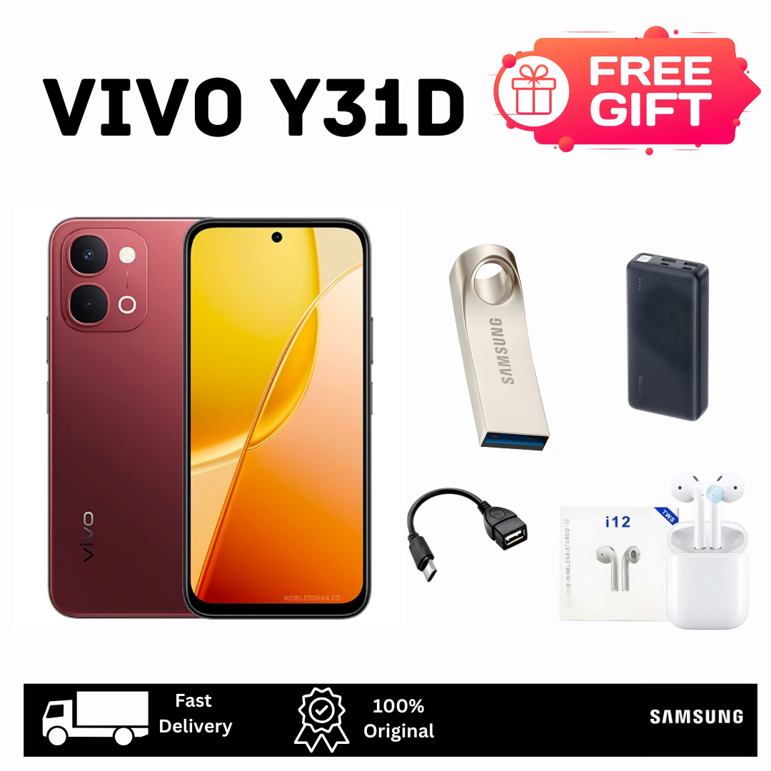 [FREE GIFTS🔥🔥] VIVO Y31d 256/128GB+12(6+6)GB 6.75" 120Hz IPS LCD Display 50MP Camera 7200mAh Battery 44W Fast Charging FIngerprint Unlock Dual SIM IP68/69 Android 16 Origin OS AI Smartphone