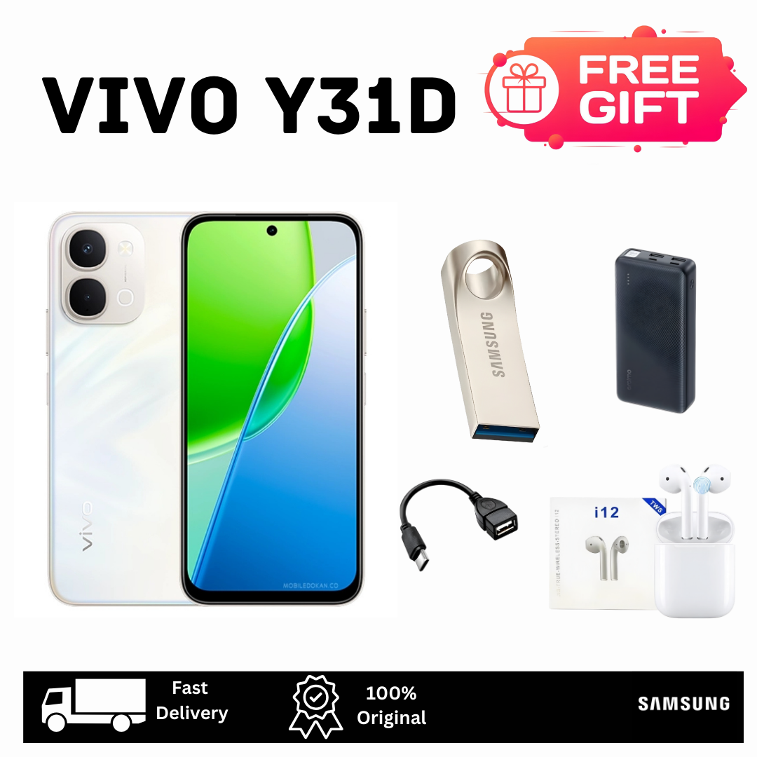 [FREE GIFTS🔥🔥] VIVO Y31d 256/128GB+12(6+6)GB 6.75" 120Hz IPS LCD Display 50MP Camera 7200mAh Battery 44W Fast Charging FIngerprint Unlock Dual SIM IP68/69 Android 16 Origin OS AI Smartphone