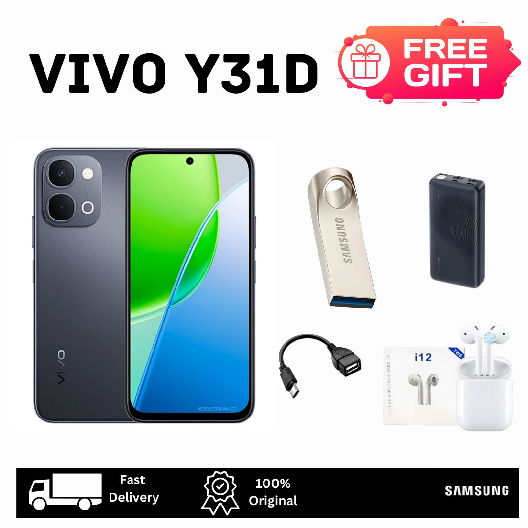 [FREE GIFTS🔥🔥] VIVO Y31d 256/128GB+12(6+6)GB 6.75" 120Hz IPS LCD Display 50MP Camera 7200mAh Battery 44W Fast Charging FIngerprint Unlock Dual SIM IP68/69 Android 16 Origin OS AI Smartphone