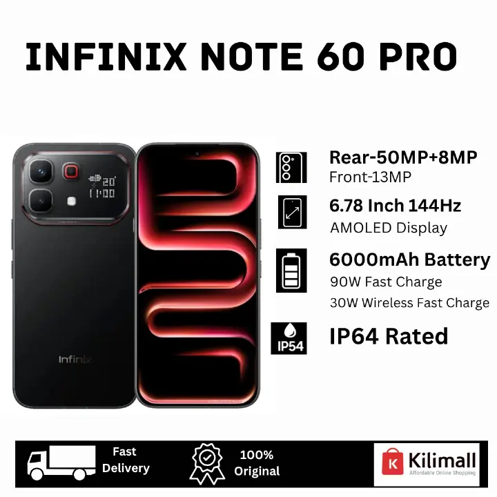[New Arrival🔥🔥] Infinix Note 60 Pro 5G 256GB+16(8+8)GB 6.78" AMOLED 144Hz Display (50+8)MP Rear Camera 6000mAh Battery 90W Wired 30W Wireless Charging On-Screen Fingerprint Android 16 AI Smartphone