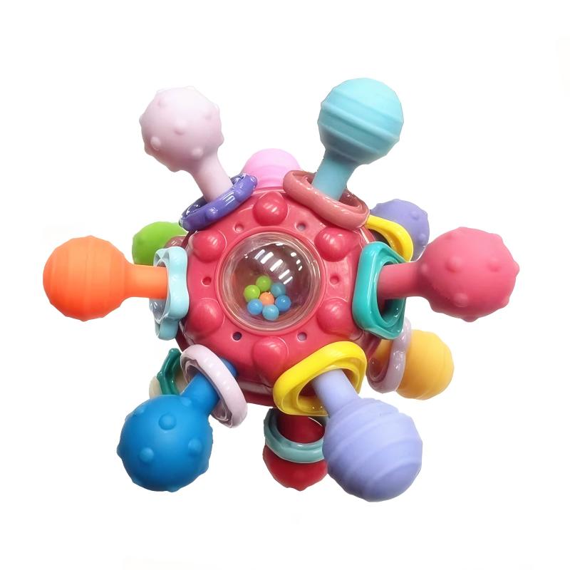 Manhattan Baby Teether Ball - Rotatable Sensory Rattle Toy for Infants, BPA-Free Teething Toy