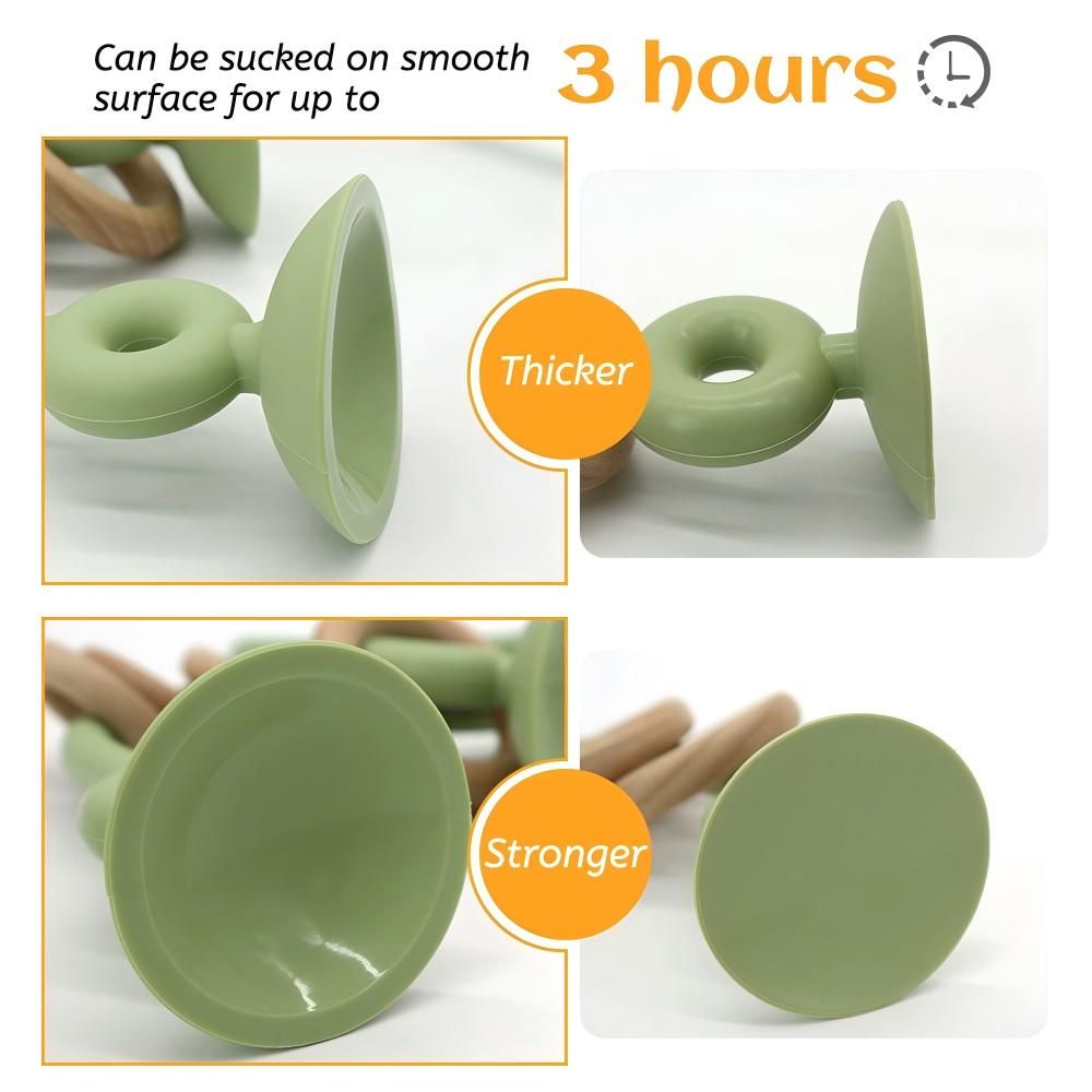 Baby Suction Cup Teething Toy - Chewable Desktop Sensory Toy with Large Suction for High Chair