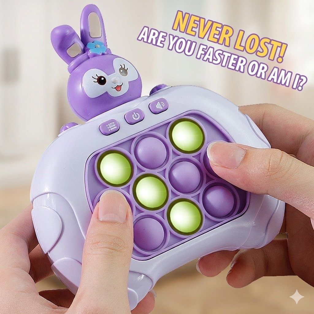 Bear Pop It Game Console - Light-Up Fast Push Fidget Toy for Kids, Hand-Eye Coordination Training