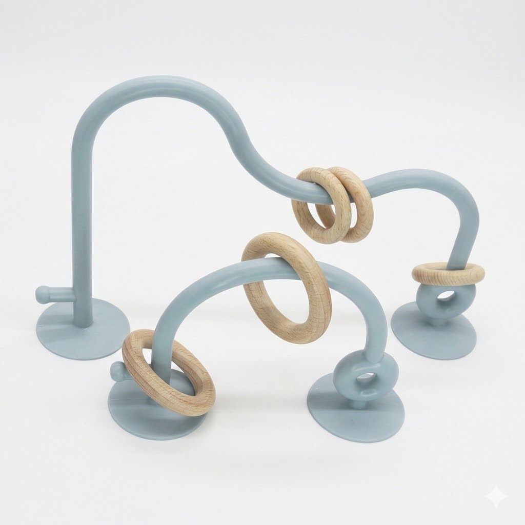 Baby Suction Cup Teething Toy - Chewable Desktop Sensory Toy with Large Suction for High Chair