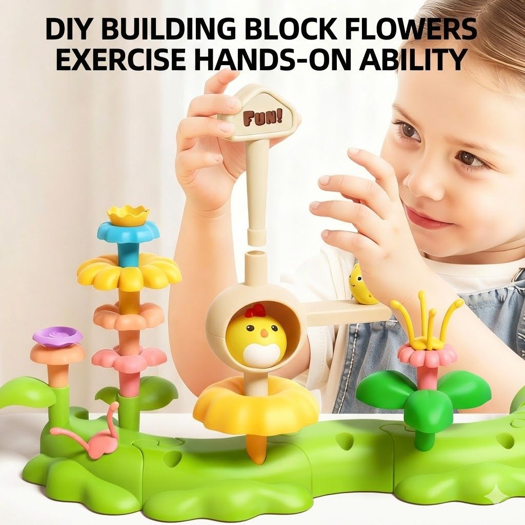 Toddler Flower Garden Building Toys - STEM Educational Playset for Preschoolers, DIY Floral Arrangement Kit