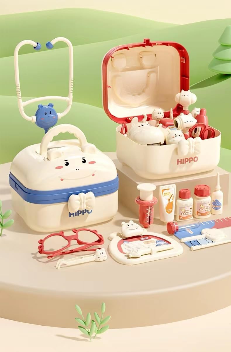 Kids Pretend Play Doctor Kit with Rabbit Storage Box, 30+ Pieces Medical Role Play Set, Educational Toy for Toddlers Boys Girls 3+