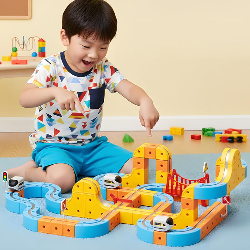 Kids STEM Magnetic Track Building Set – Electric Anti-Gravity Train & Colorful Blocks, Interactive Educational Toy for Preschoolers