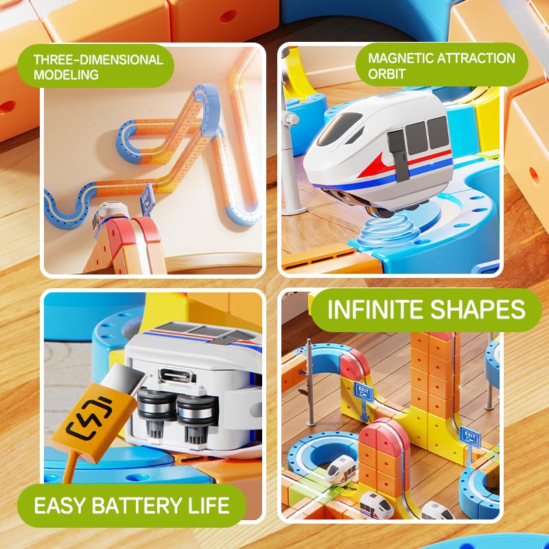 Kids STEM Magnetic Track Building Set – Electric Anti-Gravity Train & Colorful Blocks, Interactive Educational Toy for Preschoolers