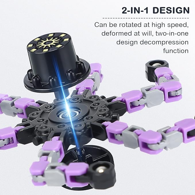 Funny Sensory Fidget Toys,Deformable Chain DIY Robot Spinners Fingertip Stress Relief Gyro Toy Birthday Gifts Easter Basket Goodie Bag Stuffers Classroom Prizes Party Favors for Kids Adults