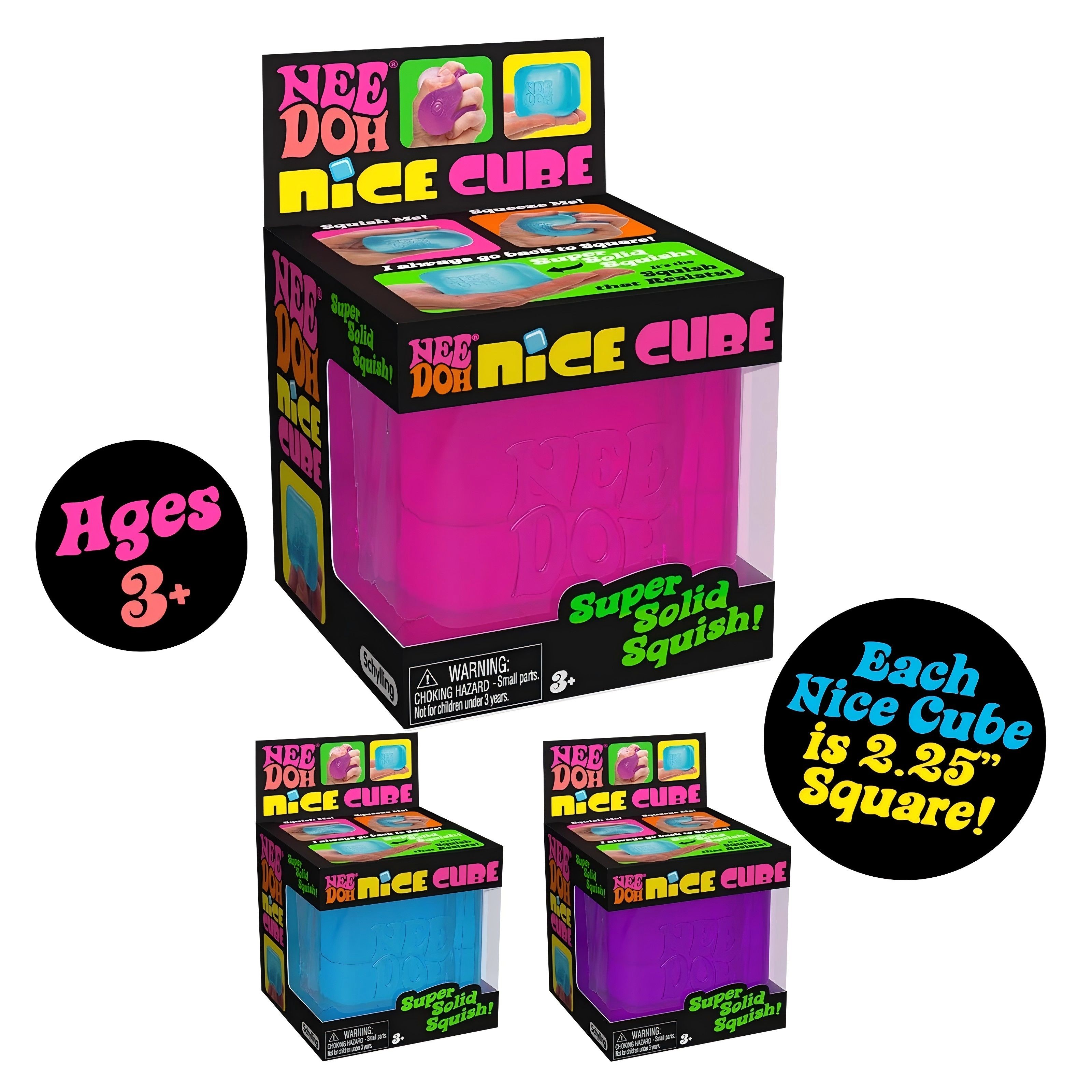 Schylling NeeDoh Nice Cube -Sensory Squeeze Toy with Super Solid Squish - 2.25" Cube