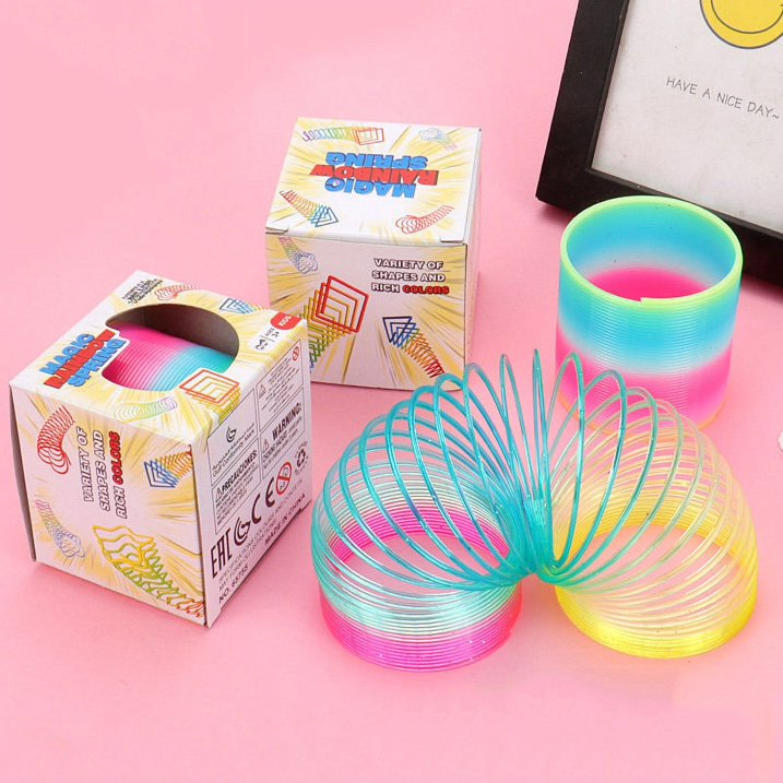 Children's Spring Coil Magic Hula Hoop Magic Stall Lantern Toy Plastic Push Small Gifts Small Size Rainbow Spring