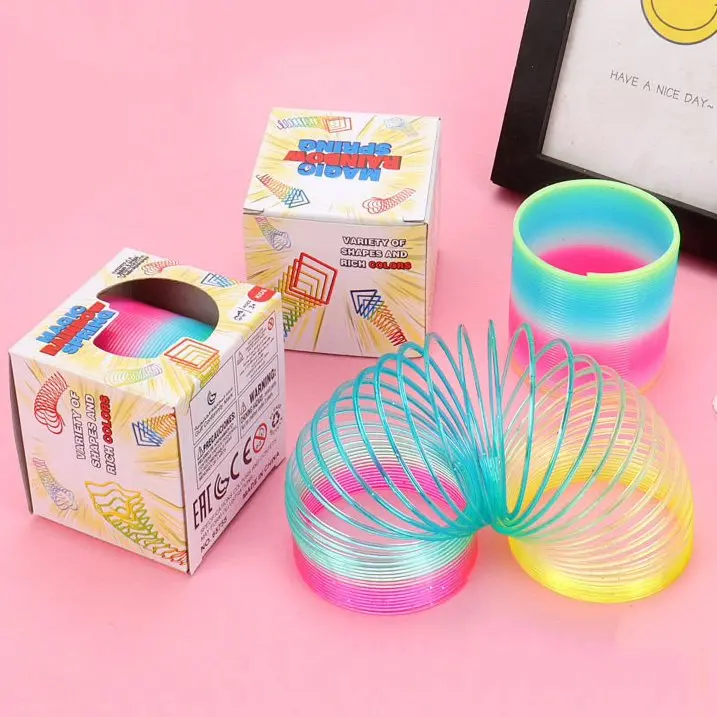 Children's Spring Coil Magic Hula Hoop Magic Stall Lantern Toy Plastic Push Small Gifts Small Size Rainbow Spring