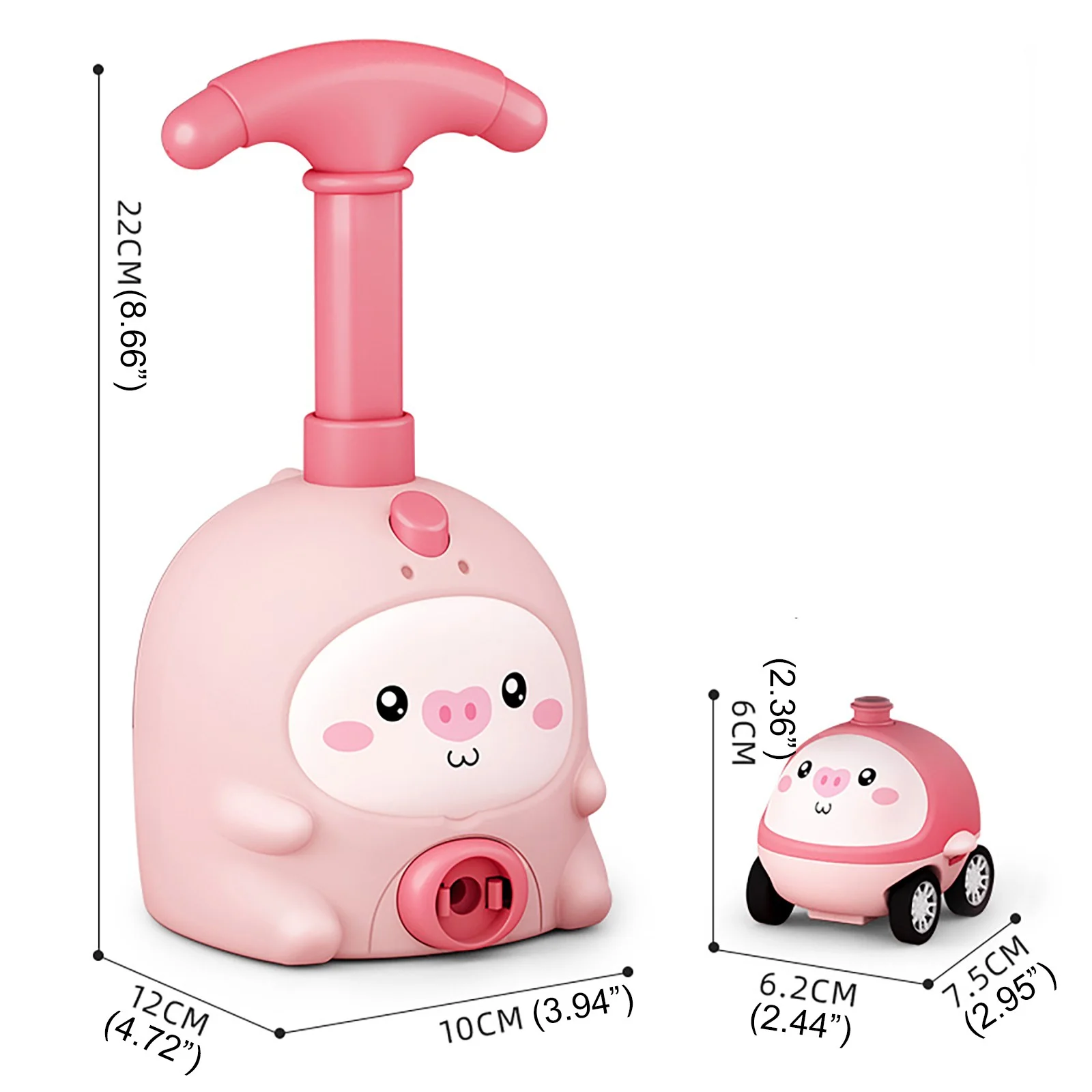 Kids Balloon Powered Car Set Lovely Cartoon Pig Educational Science Toys with Manual Pump Balloon Launcher Car Toy for Child Gift