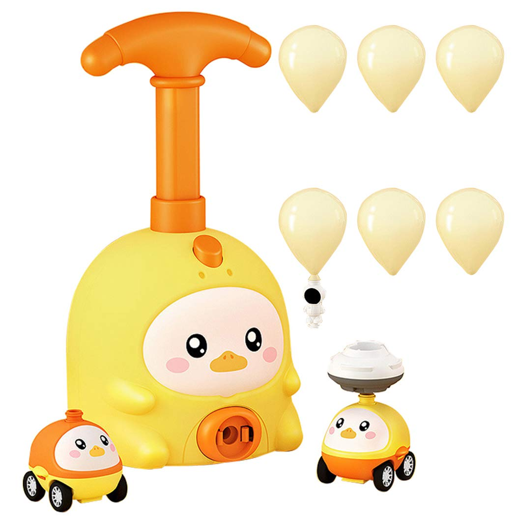 Kids Balloon Powered Car Set Lovely Cartoon Pig Educational Science Toys with Manual Pump Balloon Launcher Car Toy for Child Gift