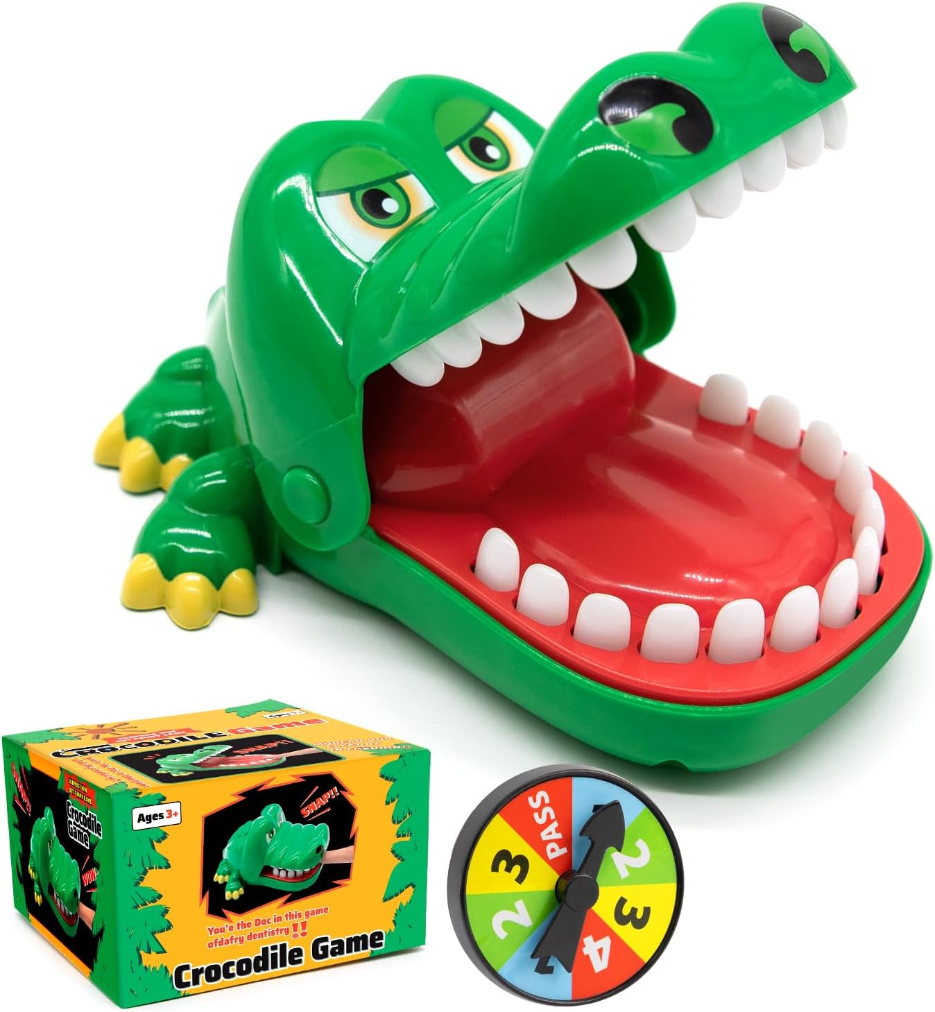 Kids Crocodile Teeth Game, Classic Family Party Game, Interactive Bite Finger Toy with Spinner for Boys & Girls